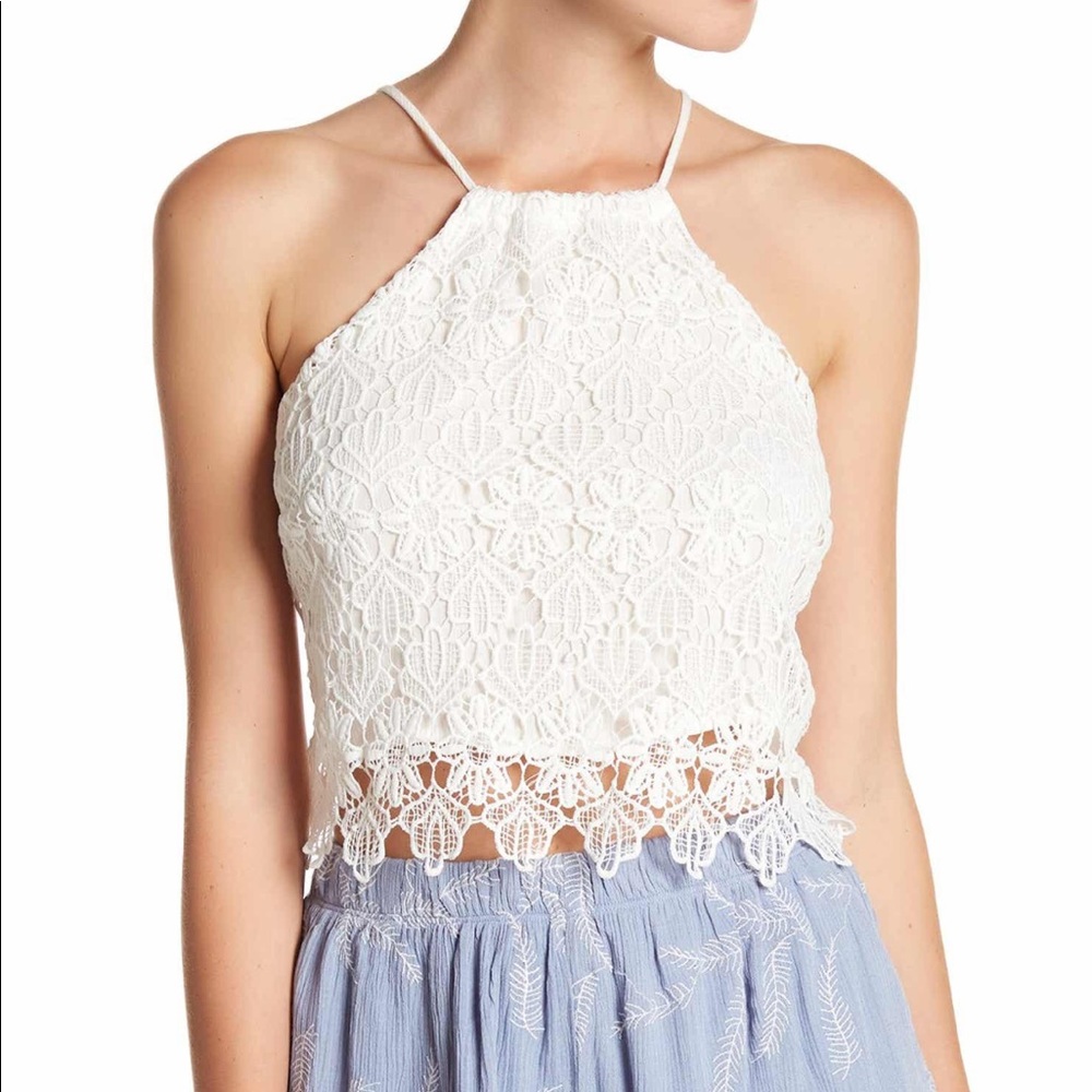 White lace crop top